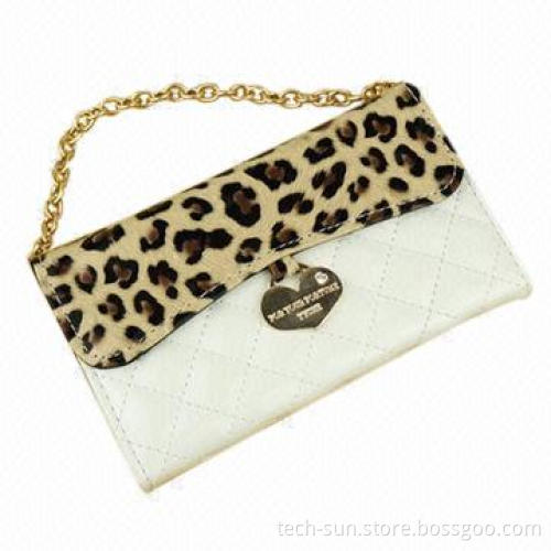 Leopard Diary PU Case for Samsung Galaxy Note 2/S4, with Chain, Retail Packing